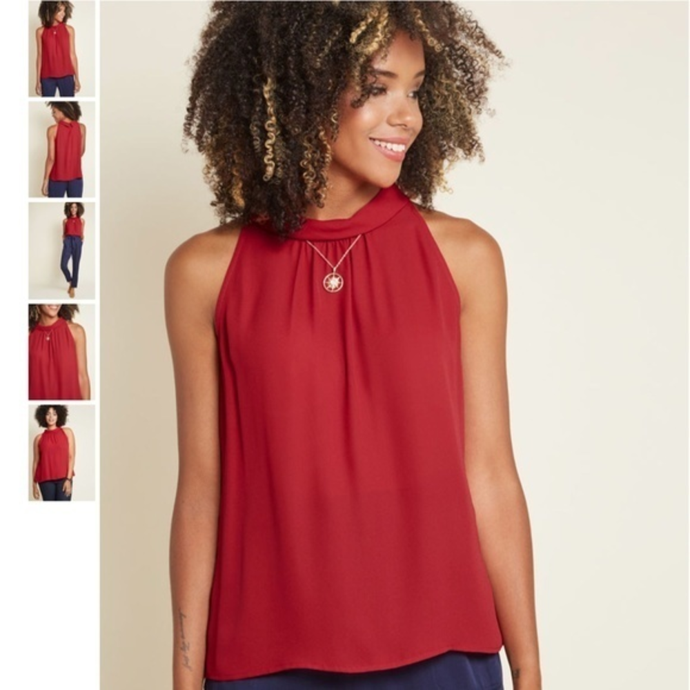 NWT‎ New Sold Out Modcloth Sleeveless Top in Red Mob Wife Mafia